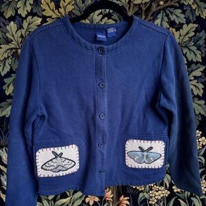 Blue Sweatshirt Jacket w/ Moth Patches